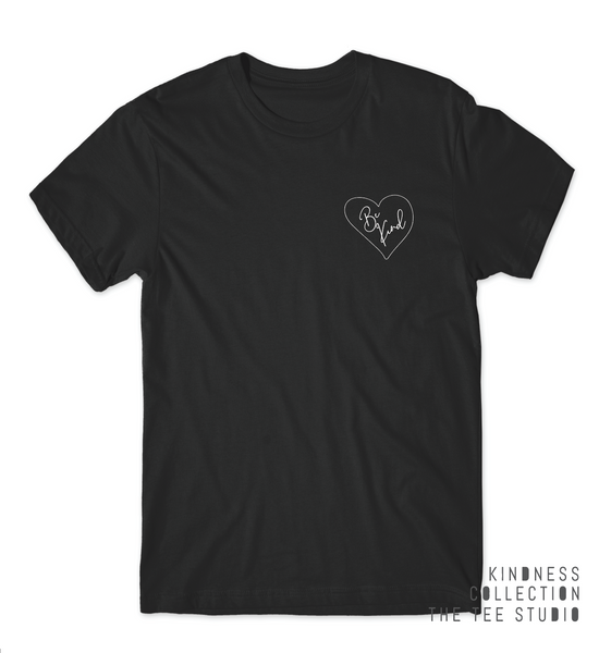 Be Kind Cursive Heart Pocket WOMEN'S Fit Tee - Kindness Collection