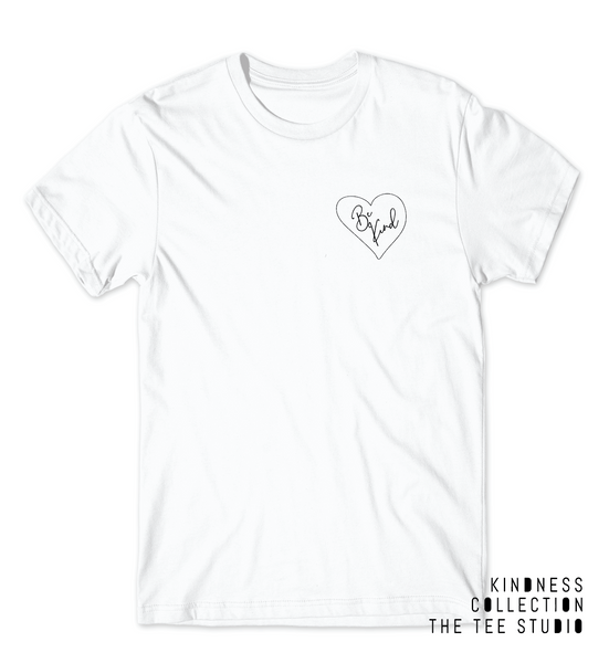 Be Kind Cursive Heart Pocket UNISEX Fit Tee - Kindness Collection